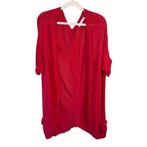 Reitmans Vibrant Red Knit Open Front Cardigan Size XL Office Work Lightweight